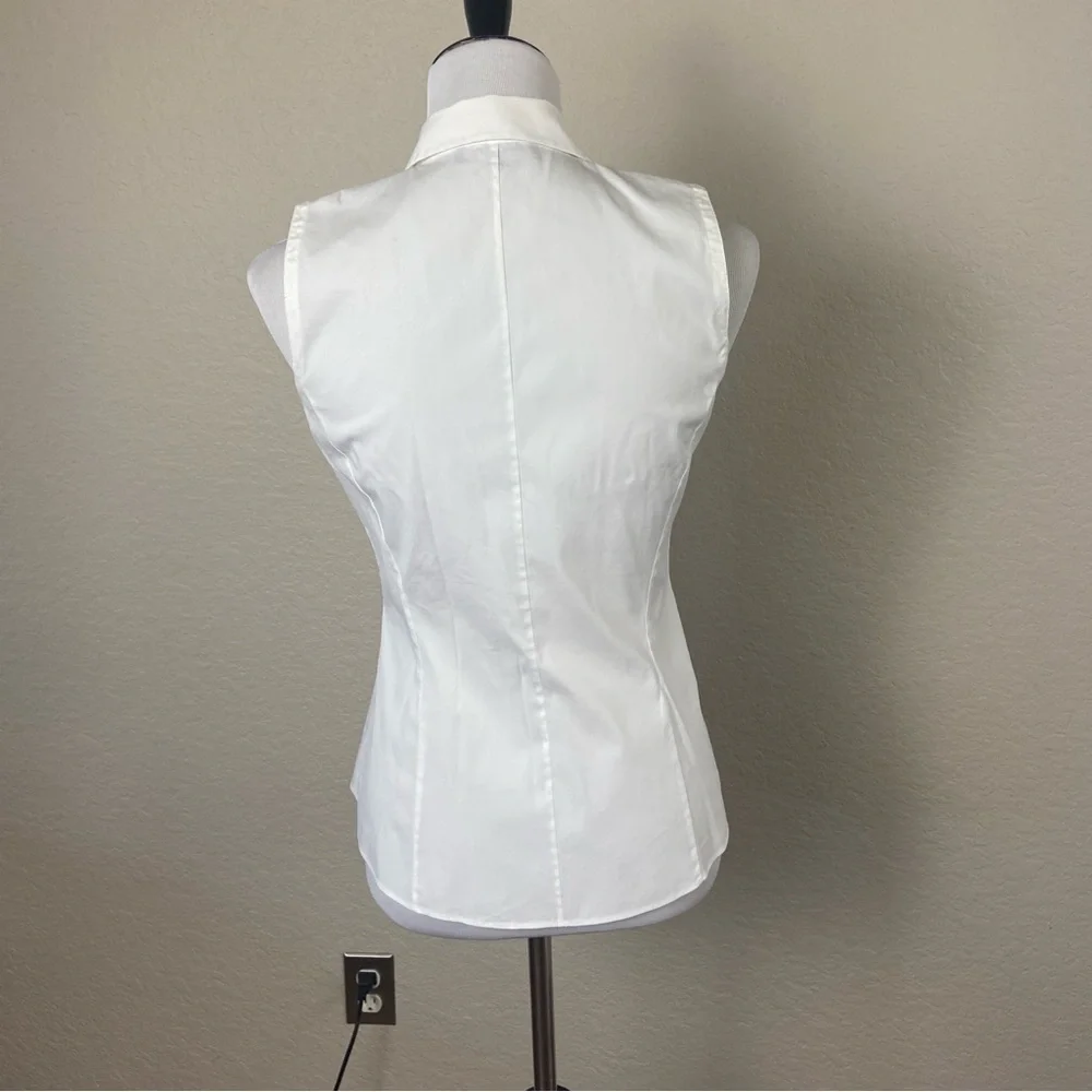 Lafayette 148 New York White Sleeveless Beaded Top Size 2 - Picture 2 of 8